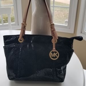 Black, snake print Michael Kors bag